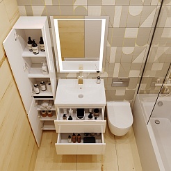 Style Line Мебель для ванной Даймонд 70 Люкс белая, PLUS подвесная – фотография-4